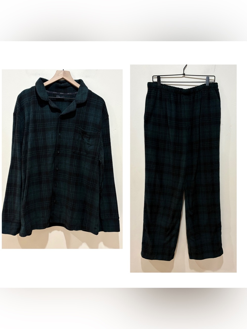 Skims Green & Black Plaid Flannel Pajama Set - Pants & Shirt - Men’s Size Large